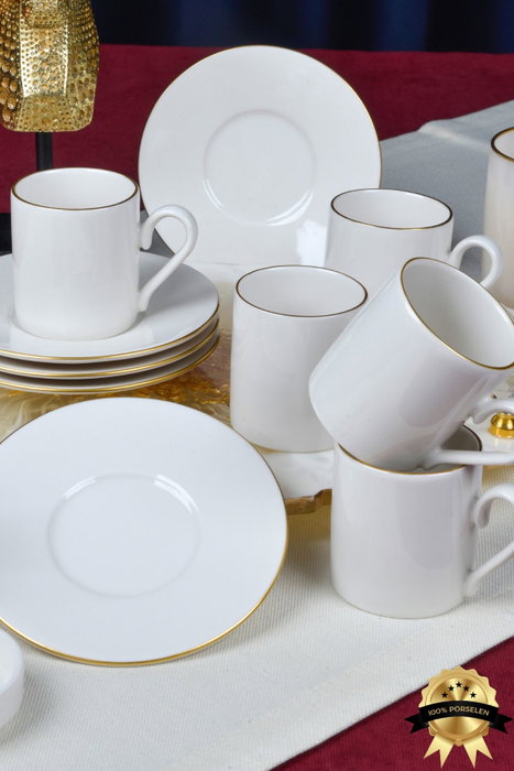 Hermia Hayal Altın Juego de tazas de café Blanco y dorado